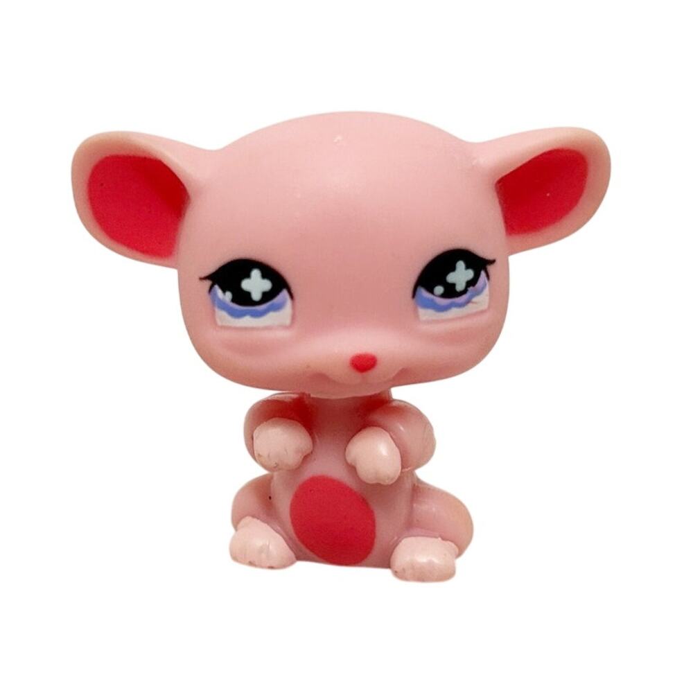 LPS Littlest Pet Shop Authentic Mouse #1545 Pink Purple Eyes Figure